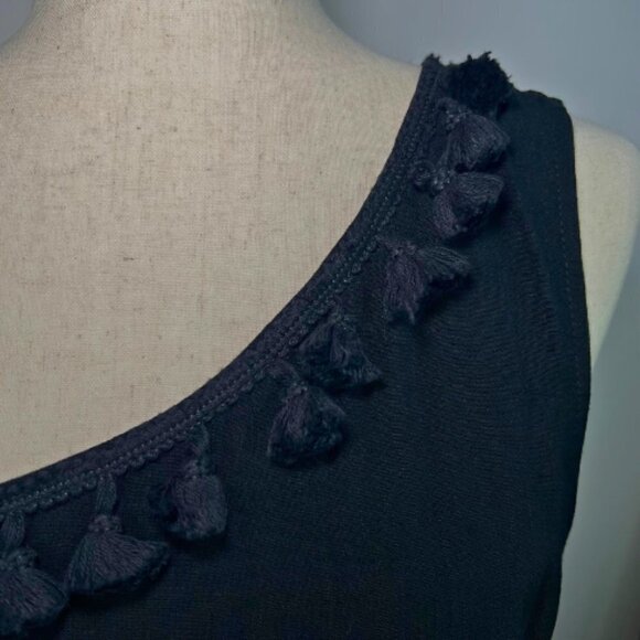 LULUS Black Tassel One-Shoulder Crop Top Size L - Picture 3 of 8